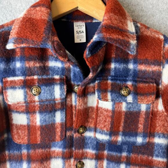 Carters Flannel Jacket Boys Sz 5 Thick Warm Plaid Western Outdoors Fall Casual - Picture 2 of 10